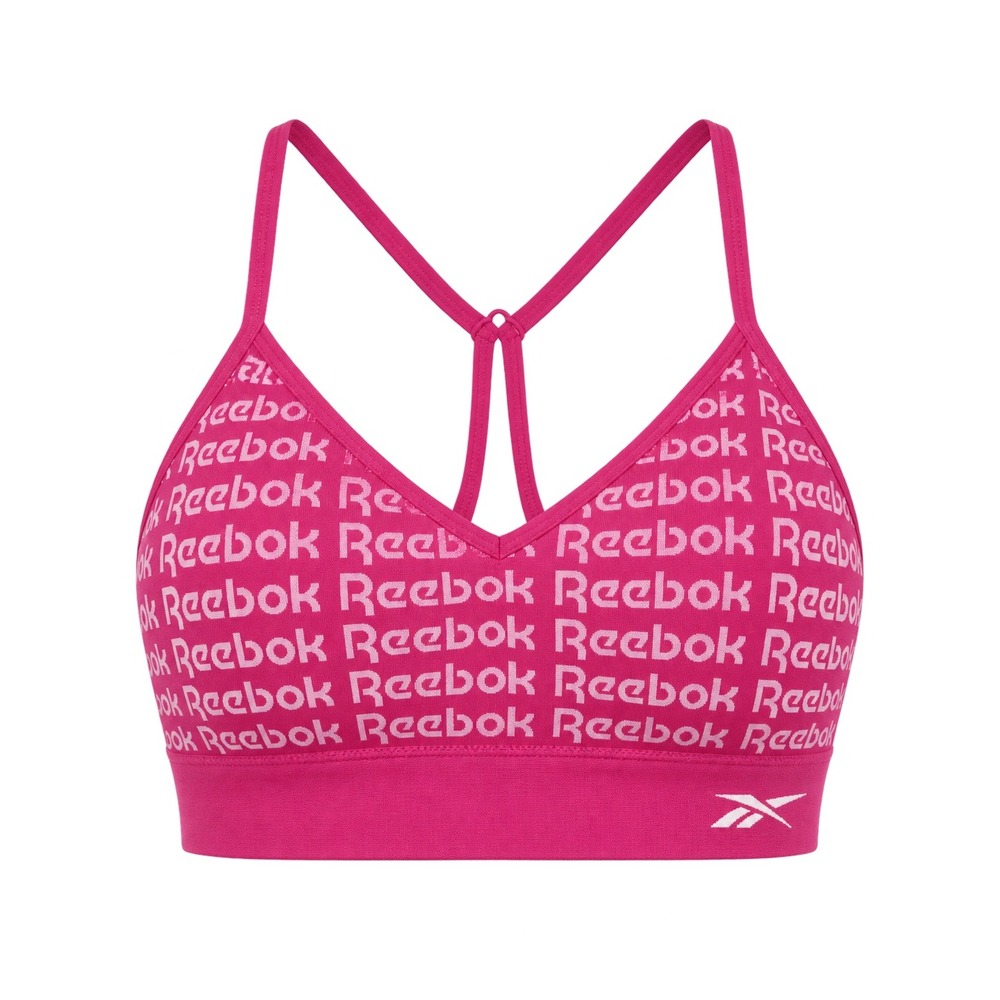 Reebok Pink Logo Print Strappy Sports Bra Small NWT Y2K Activewear